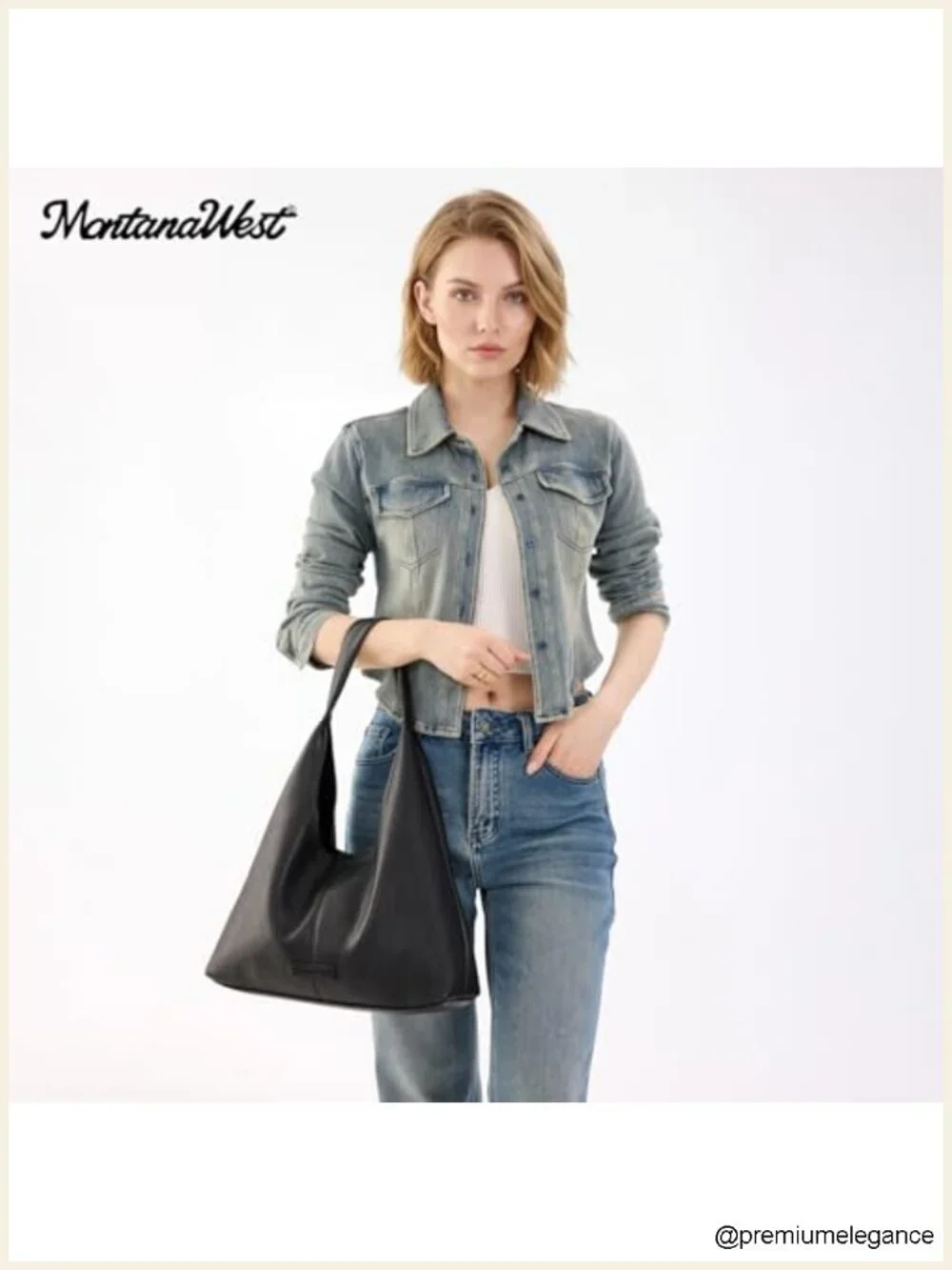 Slouchy Soft Hobo Bag Shoulder Handbag Tote with Pouch Faux Leather